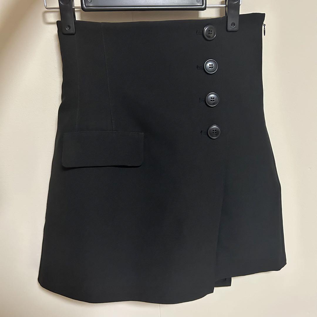 SNIDEL ハイウエストキュロットショートパンツ BLK 0