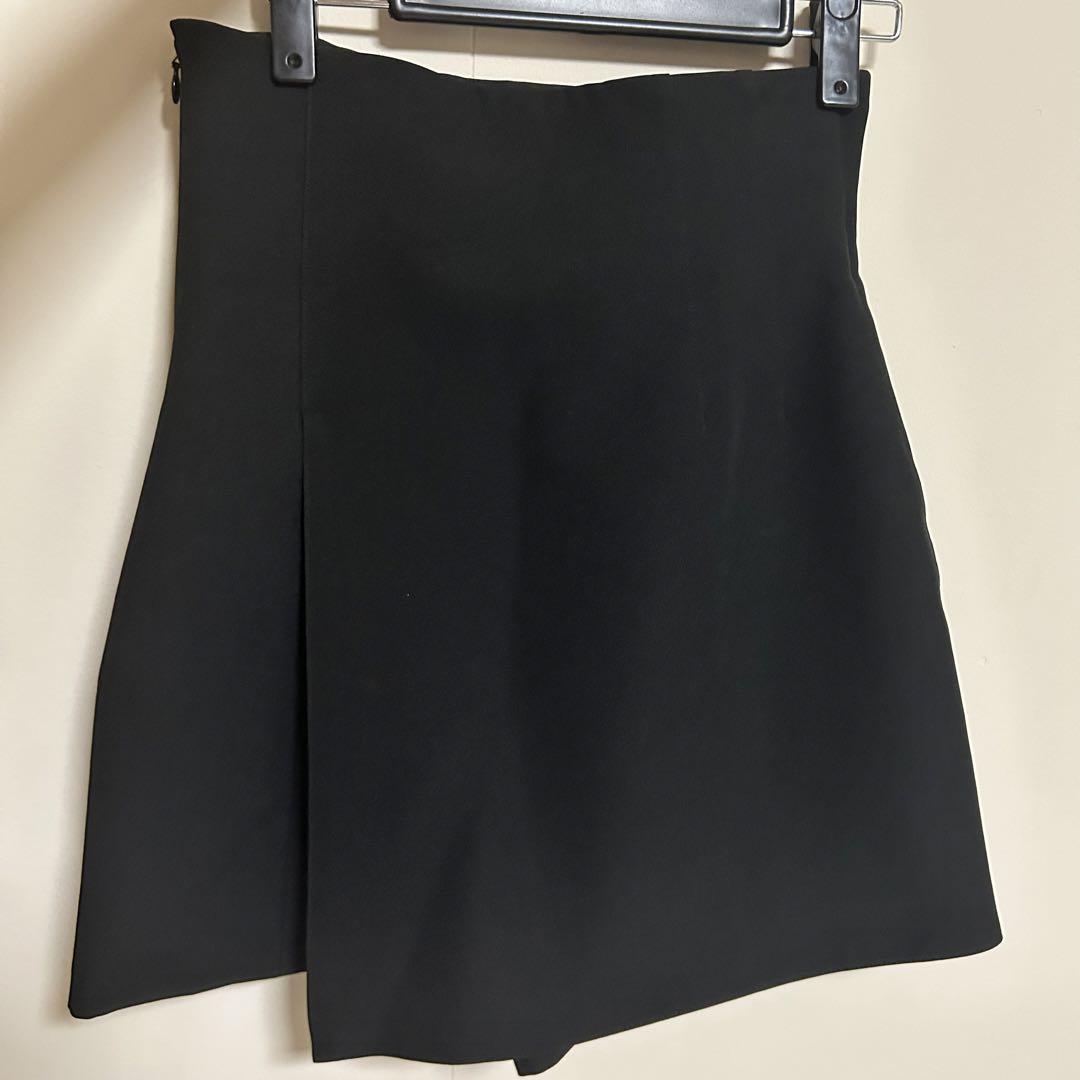 SNIDEL ハイウエストキュロットショートパンツ BLK 0