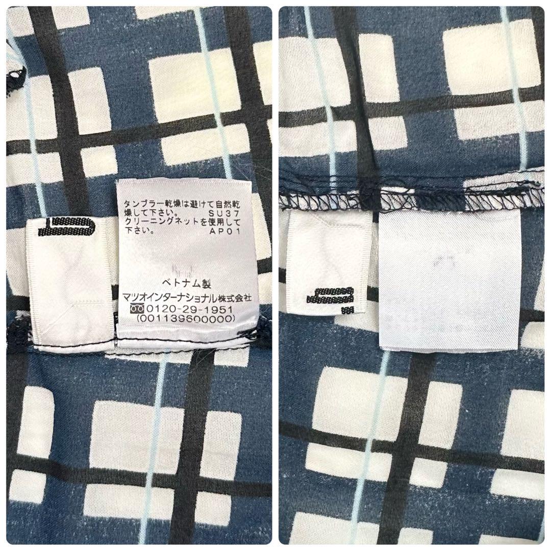 セール 国内 t.b センソユニコ 極美品 フレアワンピース L ネイビーチェック ワンピース