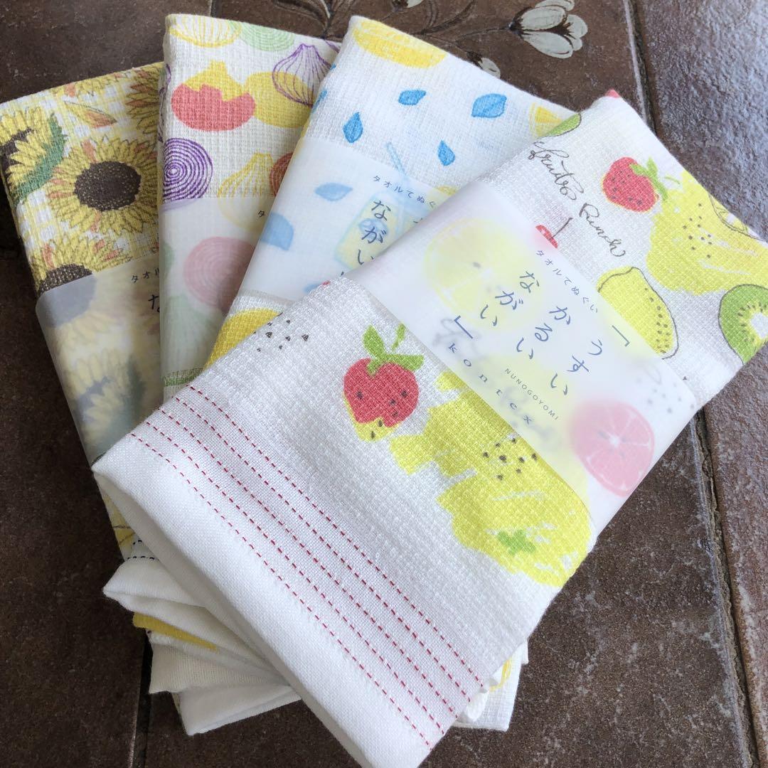 今治産布ごよみ てぬぐいたおる フルーツポンチ レモネード オニオン 向日葵4枚