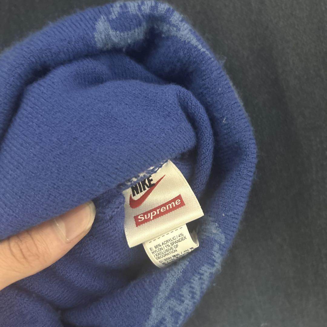 Nike Supreme ロゴ ビーニー 青