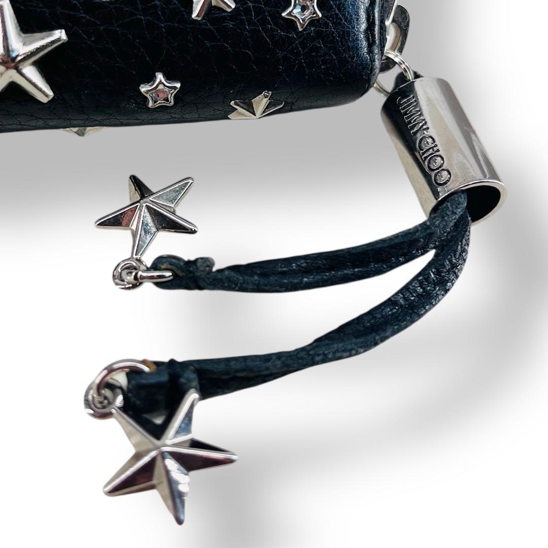 【美品】　ジミーチュウ 長財布 スタースタッズ ラウンドジップ　黒レザー