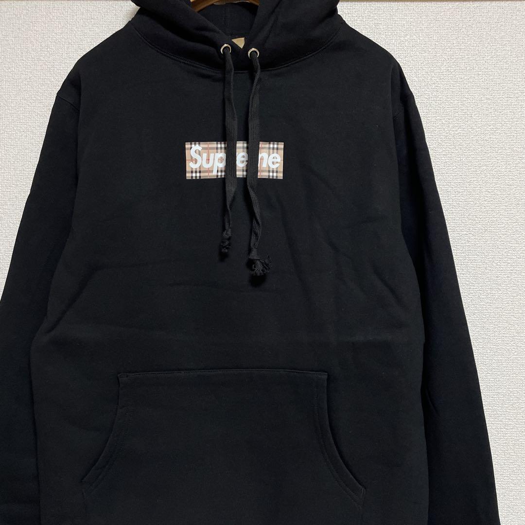 Supreme×Burberry Box Logo パーカー バーバリー 黒M