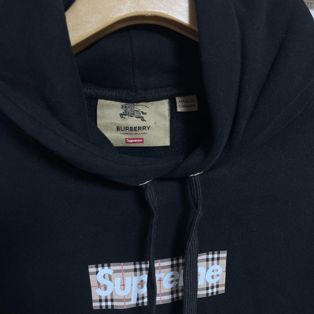Supreme×Burberry Box Logo パーカー バーバリー 黒M