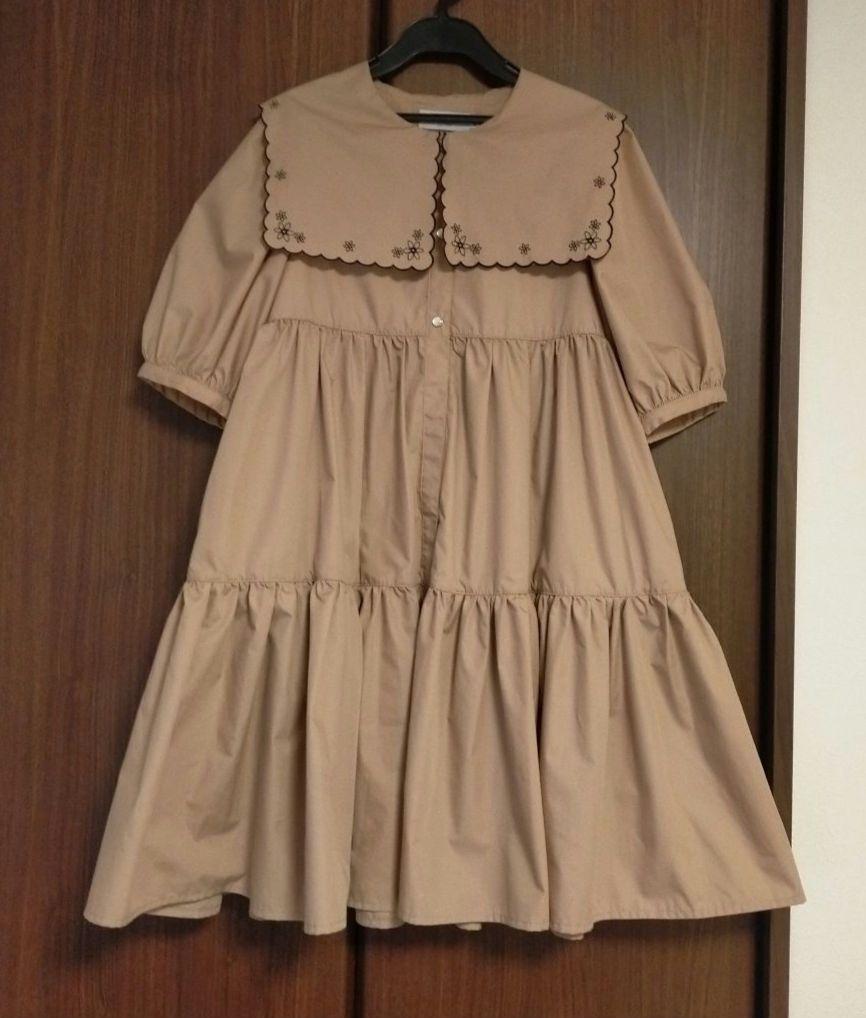 ANNA SUI mini セーラー刺しゅう衿ティアードワンピース 140