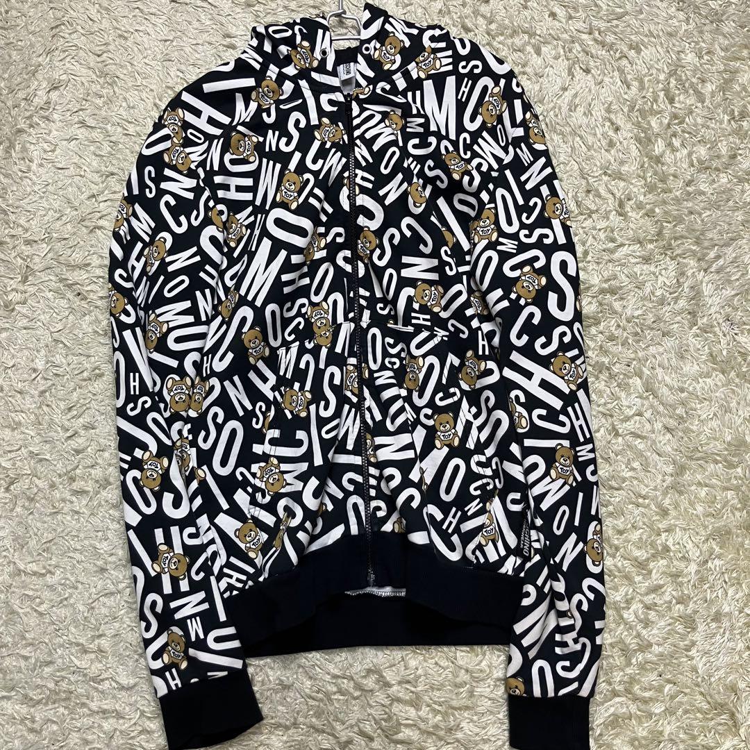 モスキーノ 定価7万円 セットアップ ベア 総柄 パーカー ジョガーパンツ 画像3