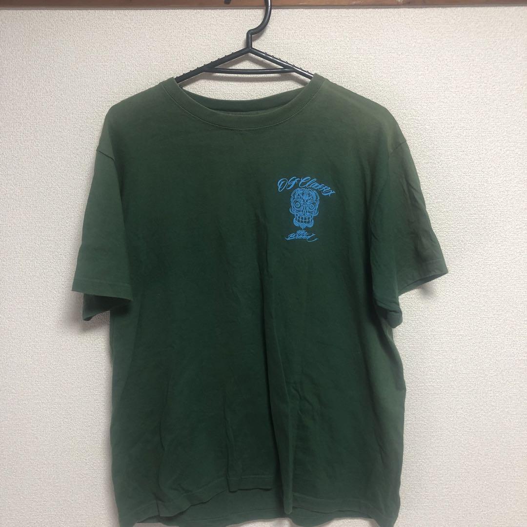 トップス／Tシャツ／グリーン／メンズ／スカル模様／カジュアル／半袖／サイズM