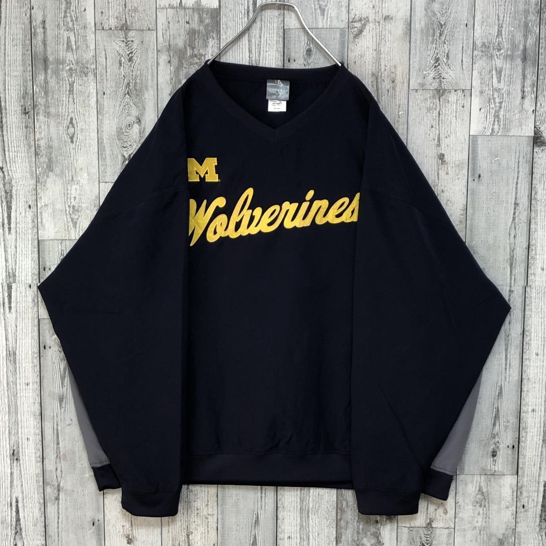 美品★ミシガン大学 カレッジ ナイロンジャケット 刺繍ロゴ 3XL プルオーバー
