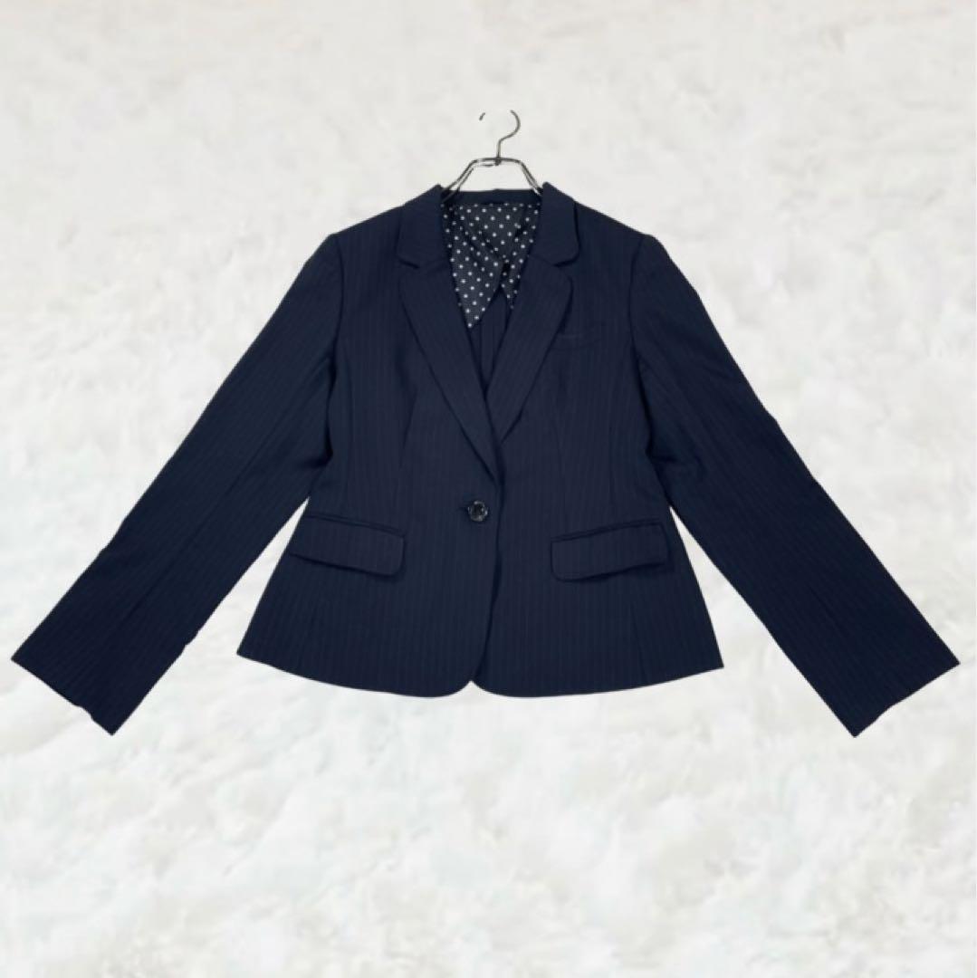 美品】n♡line スーツセットアップ シルク混 紺 ストライプ 2XL 美品】n♡line スーツセットアップ シルク混 紺 ストライプ 2XL