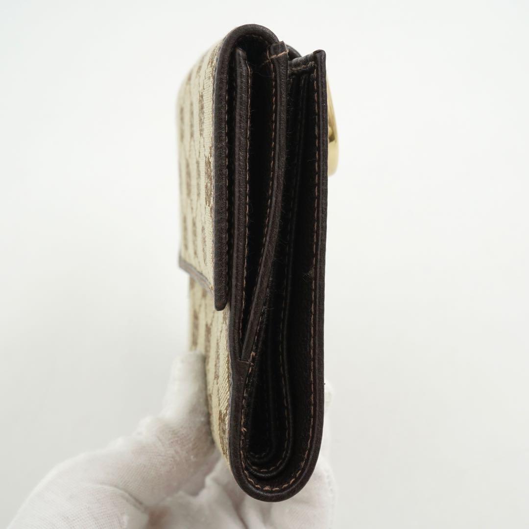 ✨新品未使用・箱付き✨　GUCCI 二つ折り　GG シマ　キャンバス×レザー