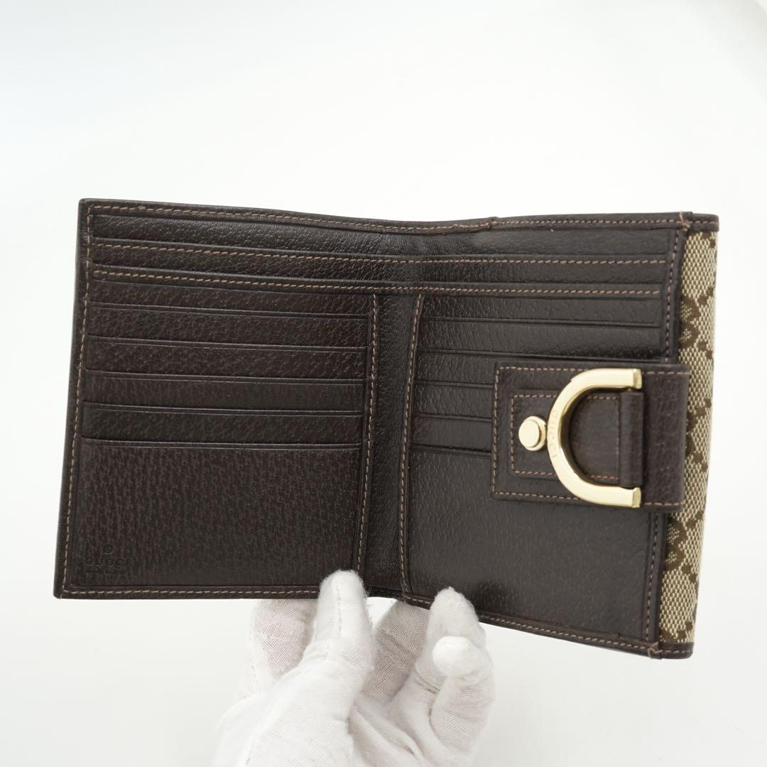 ✨新品未使用・箱付き✨　GUCCI 二つ折り　GG シマ　キャンバス×レザー