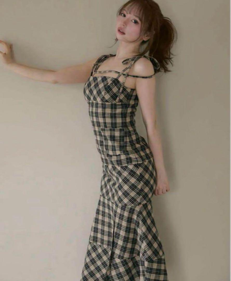ワンピース ANDMARY Cecily check long dress