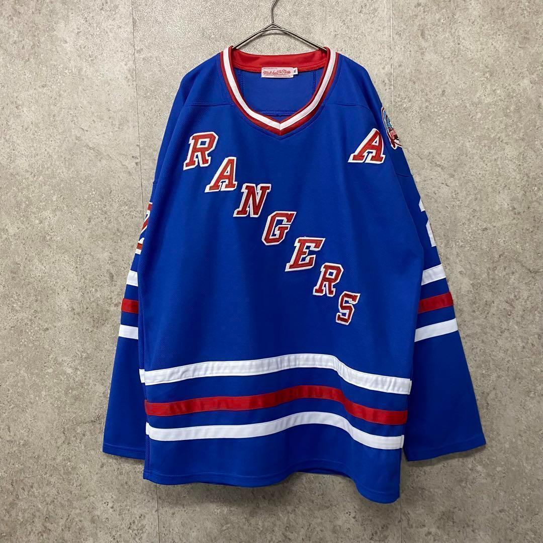 【レア未使用2XL☆ユーロ輸入】NHLレンジャース 両面刺繍ゲームシャツ