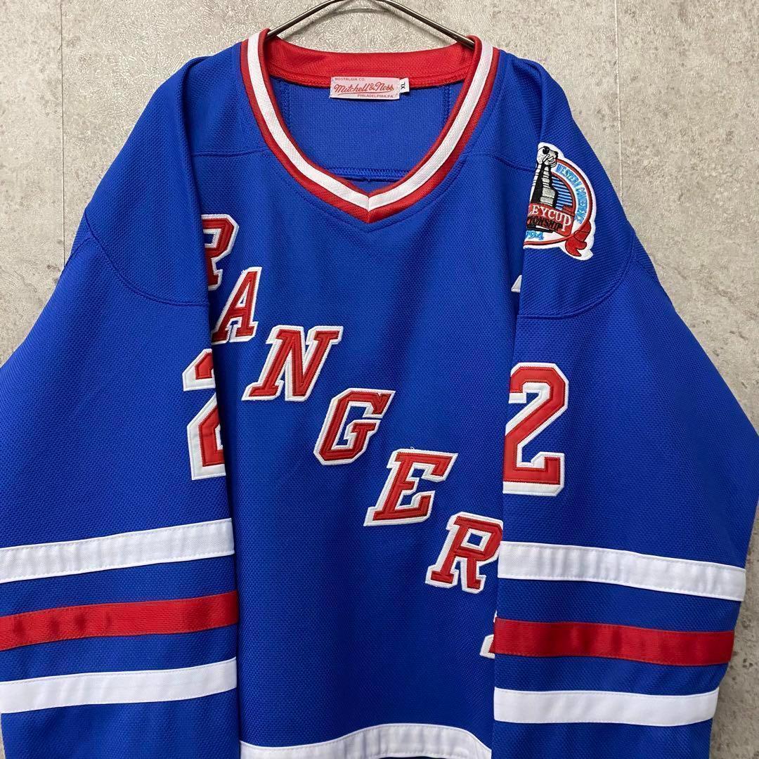 【レア未使用2XL☆ユーロ輸入】NHLレンジャース 両面刺繍ゲームシャツ