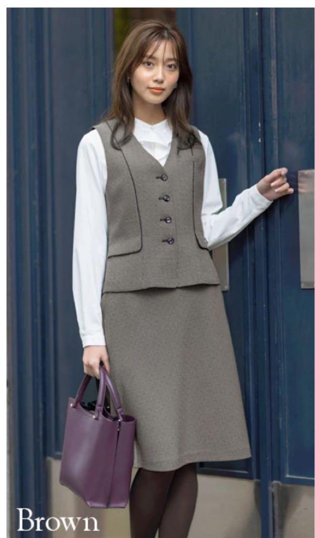セロリー ベスト スカートセットアップ ブラウン 事務服 制服