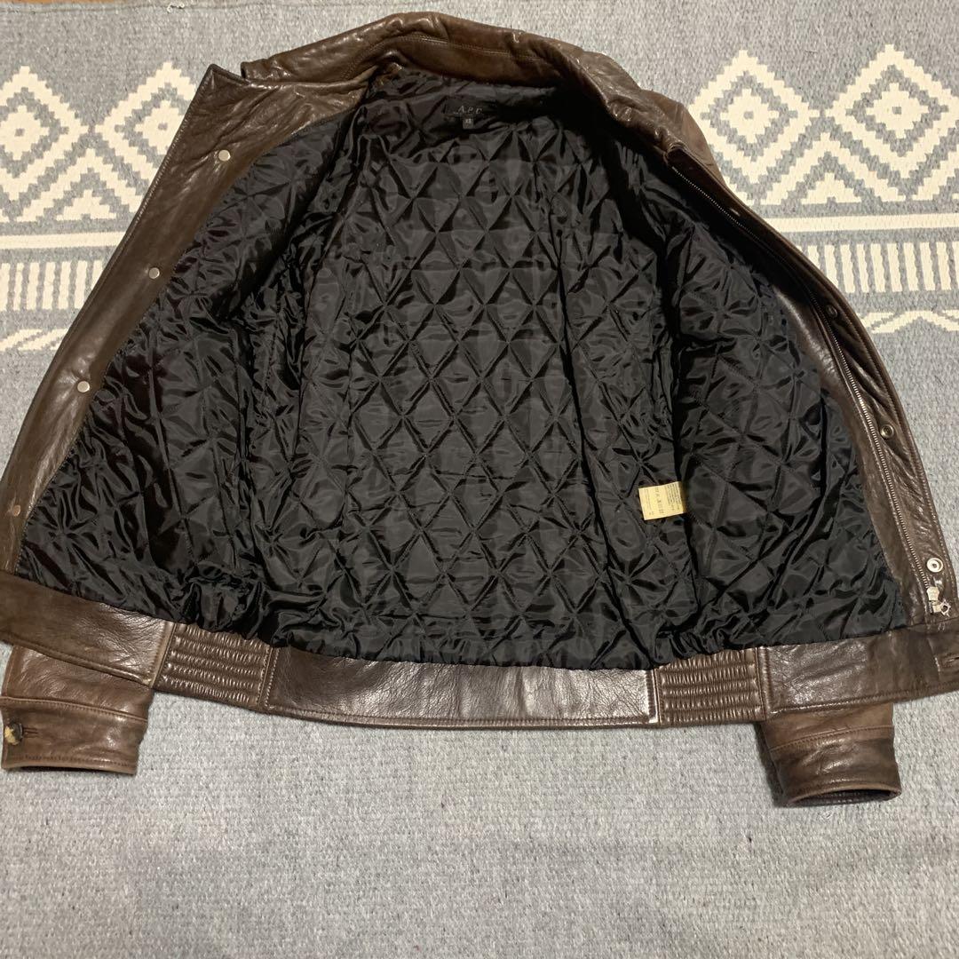A.P.C. ブラウン シングルライダースジャケット