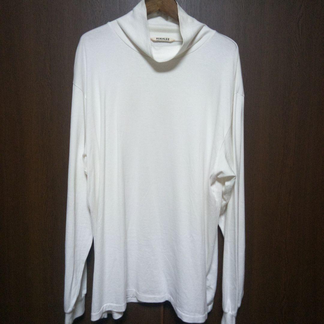 美品　AURALEE オーラリー　ハイネック　カットソー  tシャツ　4 白