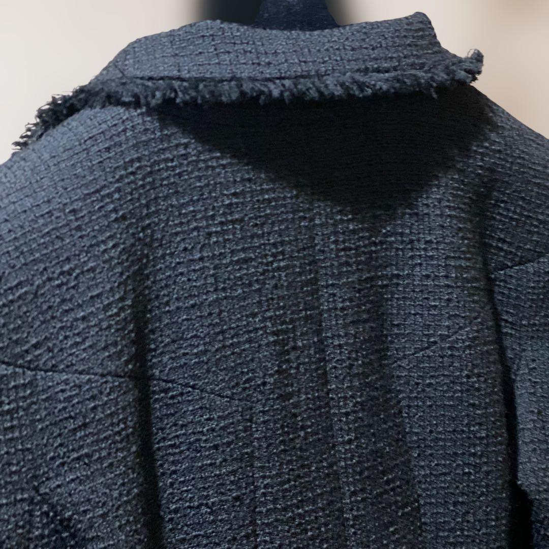 CHANEL ブラックツイードジャケット スタンドカラージャケット