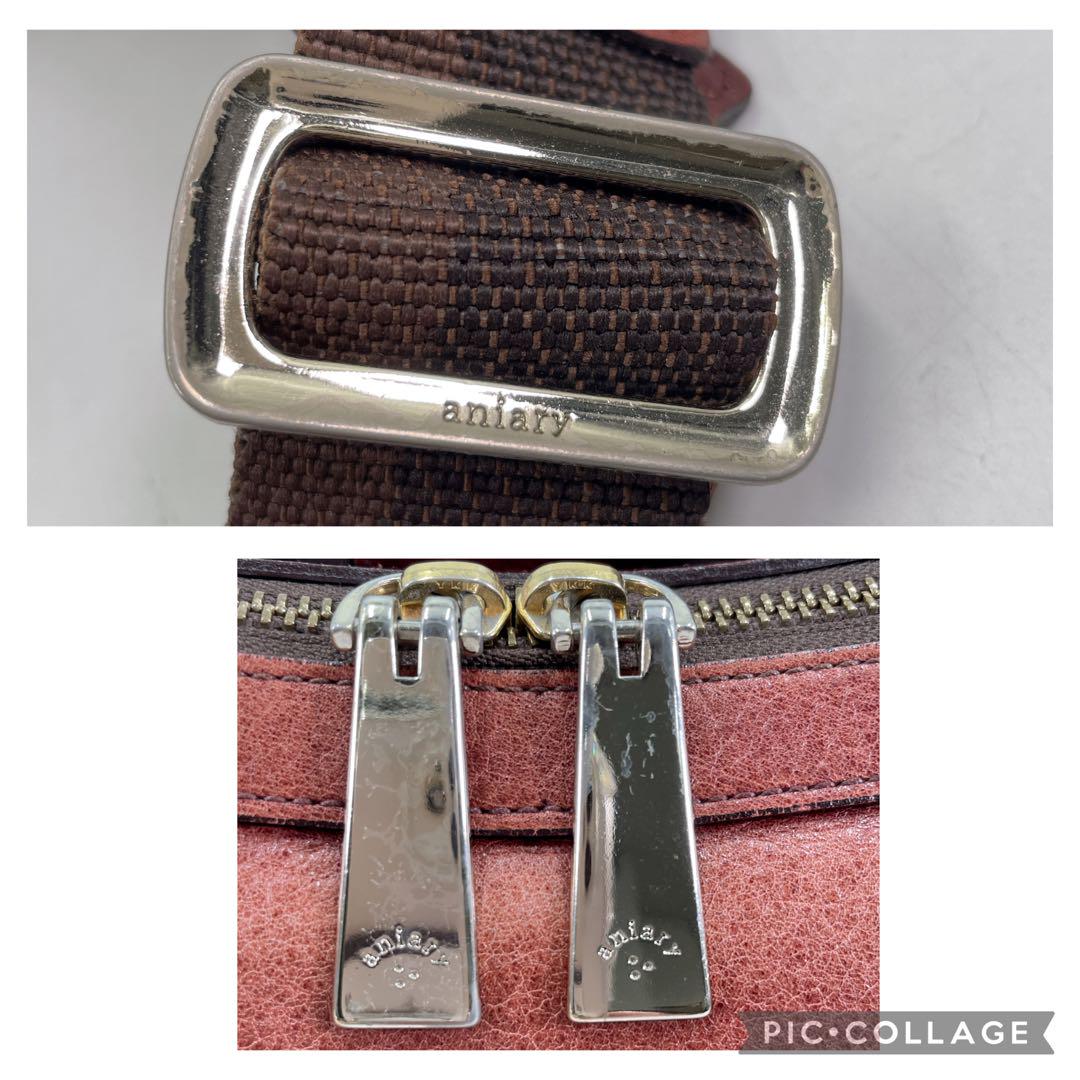 【美品】 aniary レザー ショルダーバッグ ハーフムーン 迷彩 斜めがけ 美品】 aniary レザー ショルダーバッグ ハーフムーン 迷彩 斜
