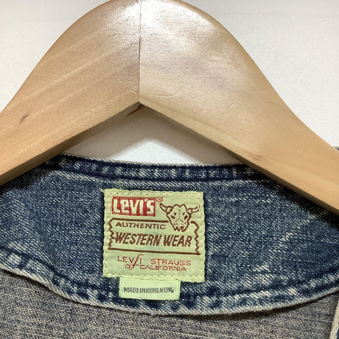 Levi's ショートホーン 復刻 デニムジレベスト M 90's 香港製 - apsmo 直販超安い 【秘蔵‼️】90’s LVC 復刻 ショートホーン デニムシャツ バレンシア 美品 シャツ
