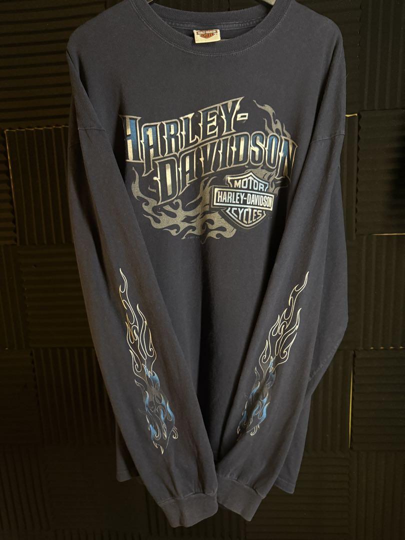 Harley-Davidson ロンtブルーフレイム　ネイビー バクプリあり