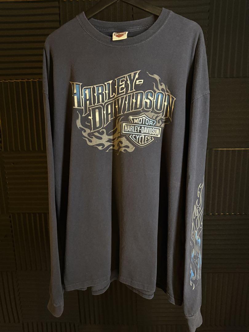 Harley-Davidson ロンtブルーフレイム　ネイビー バクプリあり
