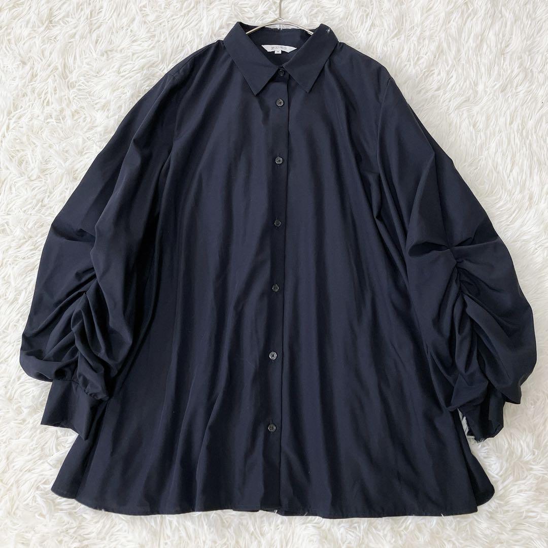 PLST プラステ ボリュームスリーブプリーツブラウス 長袖 黒 完売モデル M