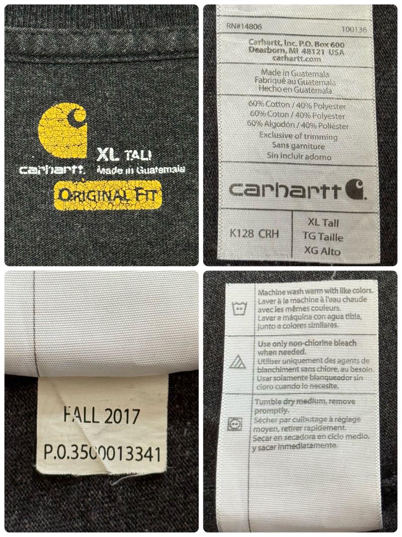 カーハート　ロンT　長袖カットソー　ダークグレービッグシルエット　胸ボタン　XL