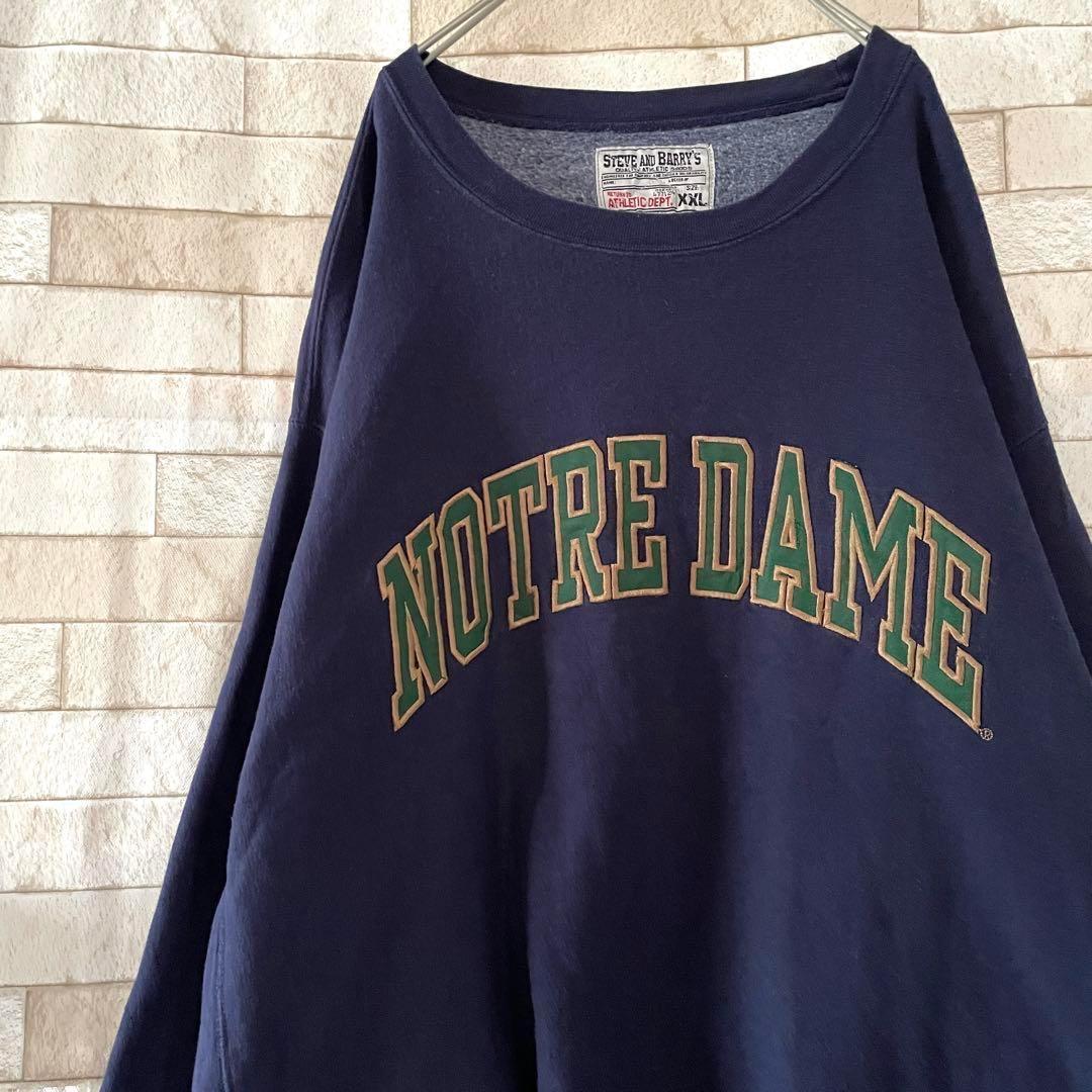スティーブアンドバリーズ スウェット 刺繍 NOTRE DAME 裏起毛 2XL