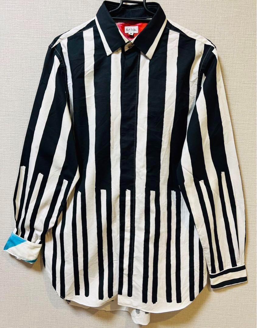 ポールスミス　白　黒　ストライプ　シャツ