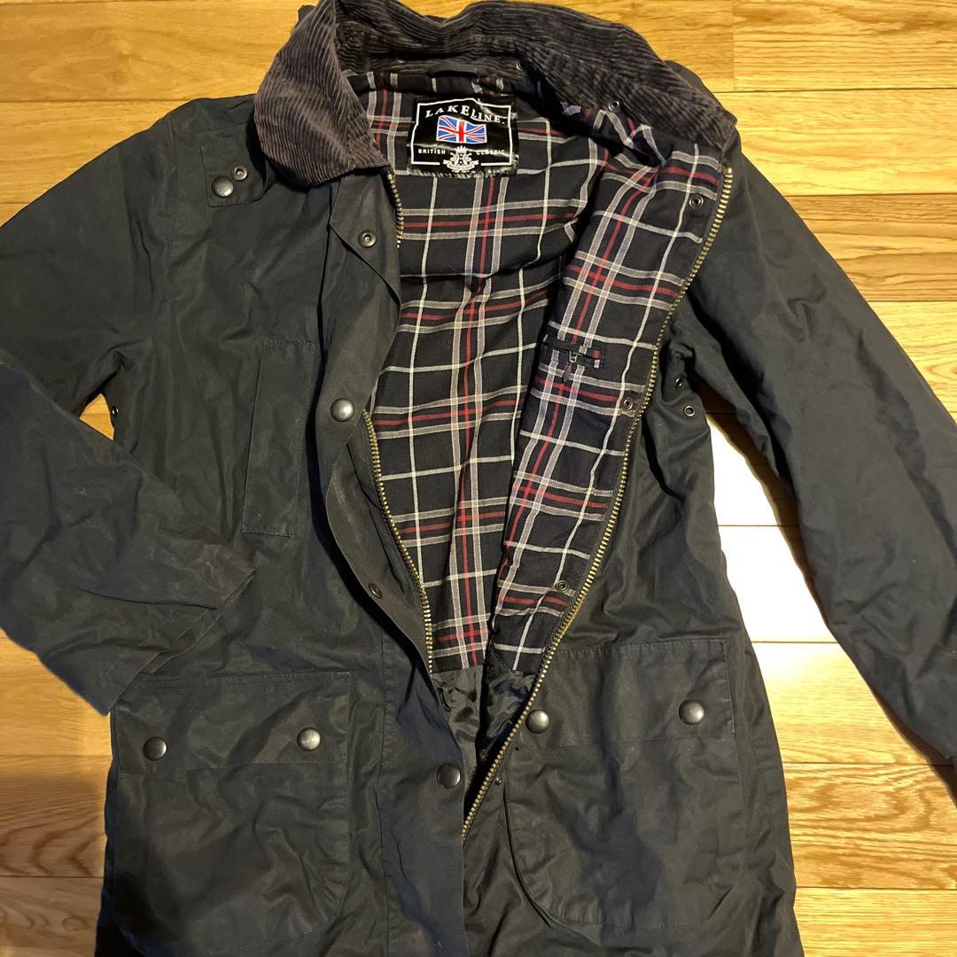 LAKELINE コーデュロイ襟ジャケット ダークグレー　オイルドコート