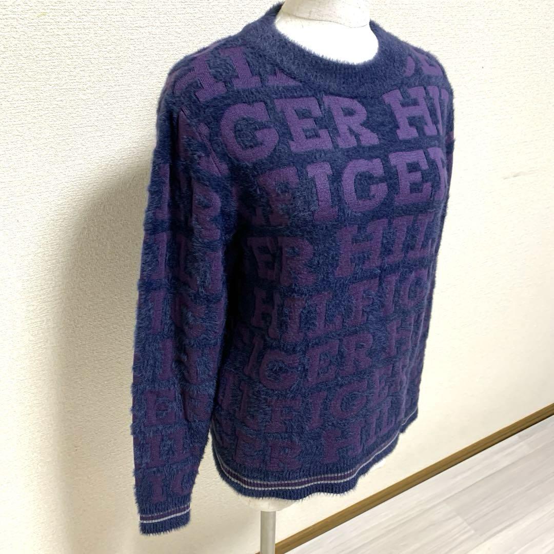 【美品】TOMMY HILFIGER GOLF シャギーニット M ロゴ総柄