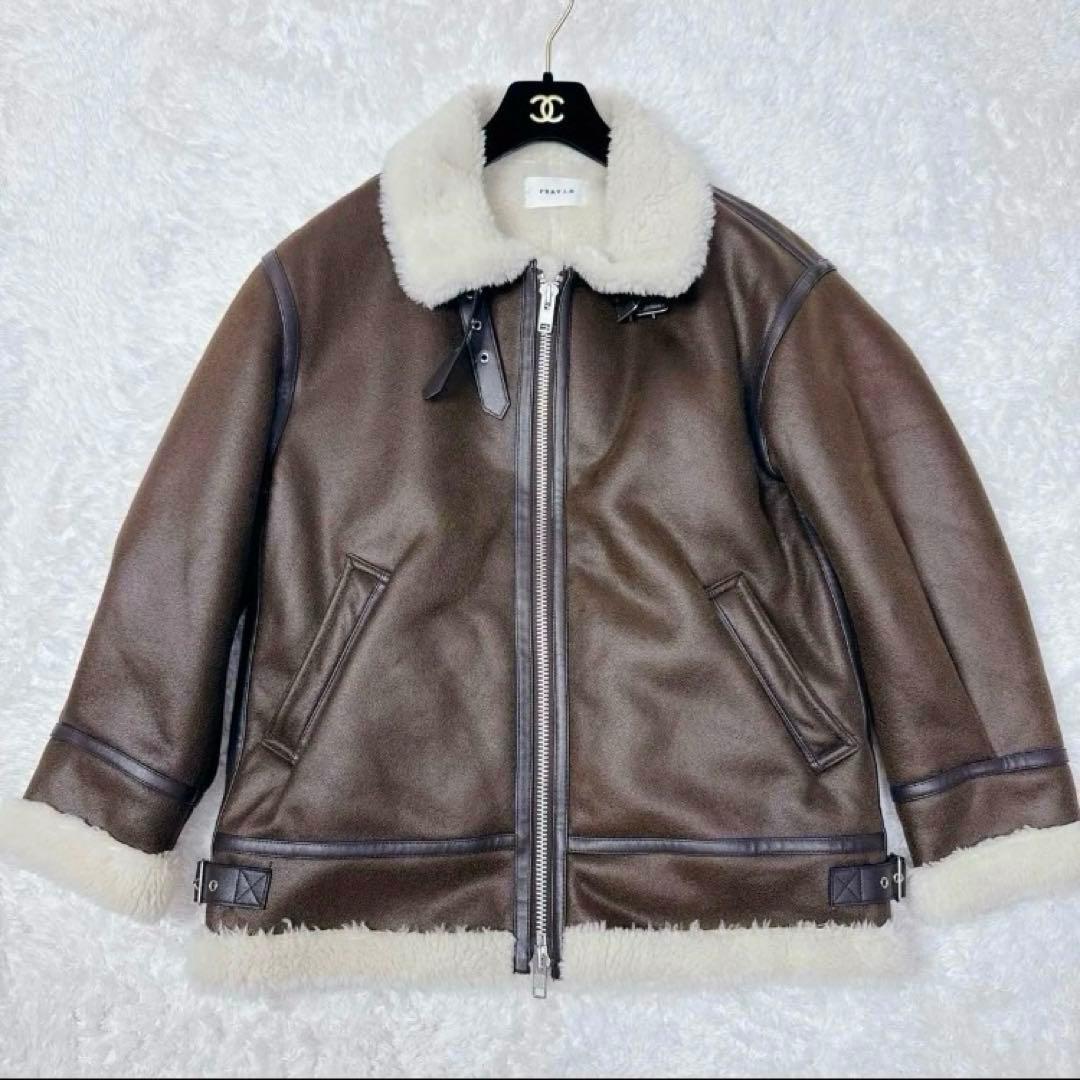 FRAY.ID シングルボンバージャケット 羊毛 ムートン ブラウンM・FRAY I.D