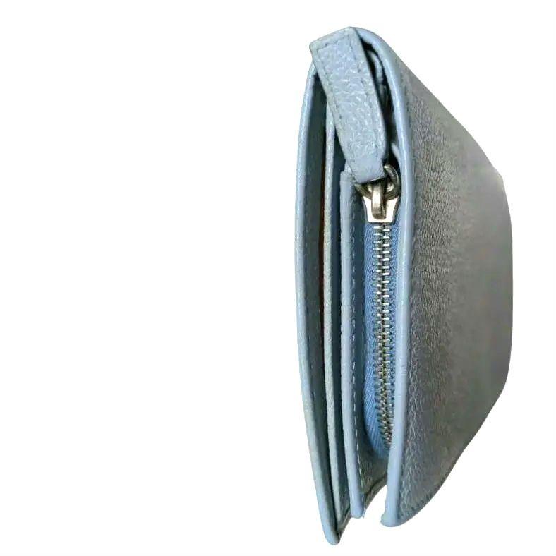 BVLGARI ブルガリ　折り財布　金具　ロゴグラム　スカイブルー　財布