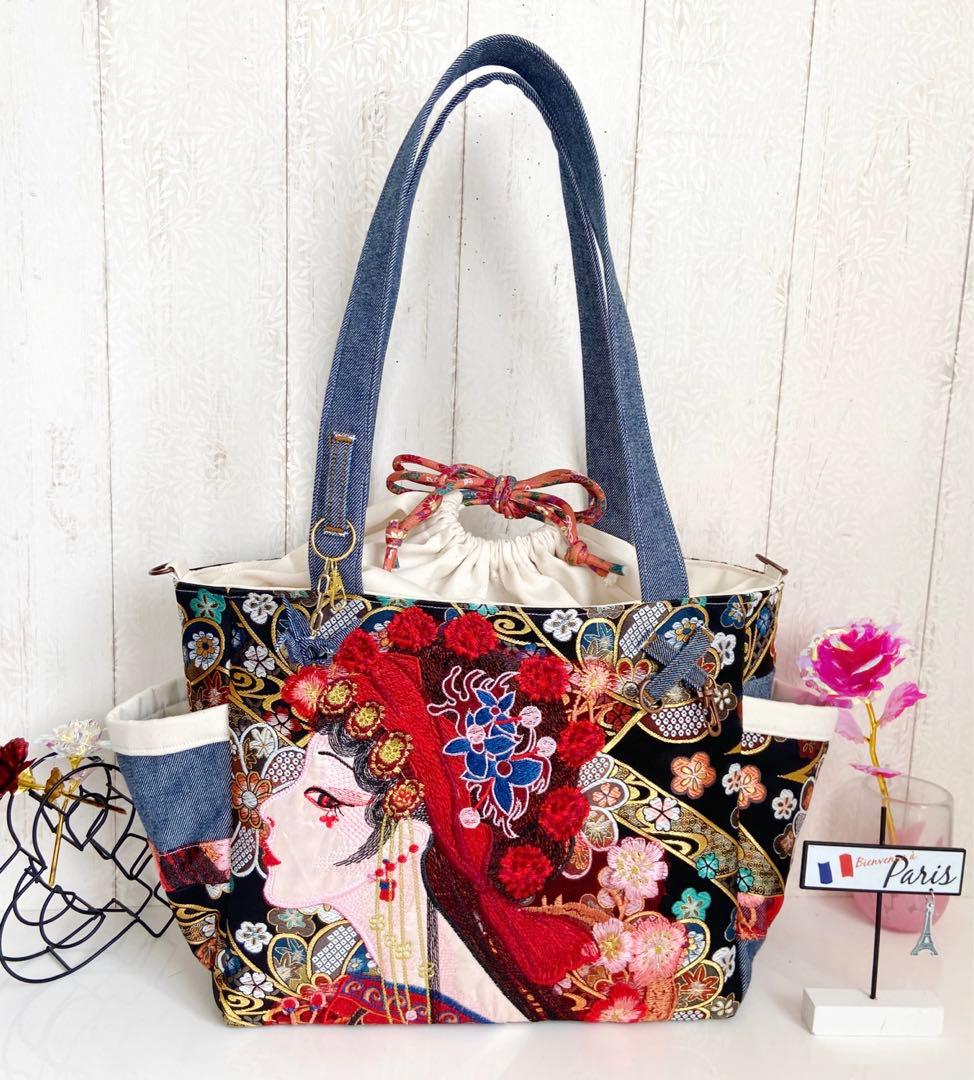 デニムリメイクバックL   和柄×デニム