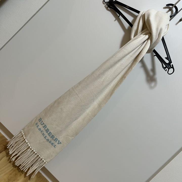 人気が高 美品 白 220㎝x17.5㎝ 約2.5万 9SR2b-m95394157854 バーバリーブラックレーベル マフラー 好評国産