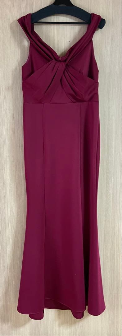 バーガンディ ドレープデザイン マーメイド　パーティードレス