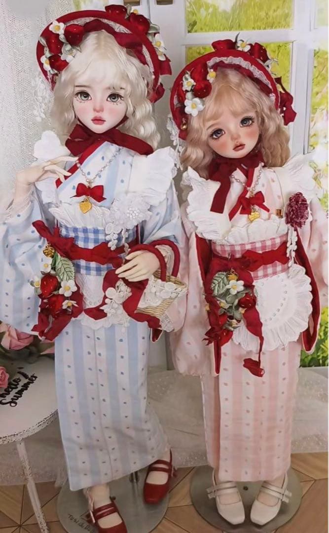 いちご 薄ピンクx深紅新品、♥