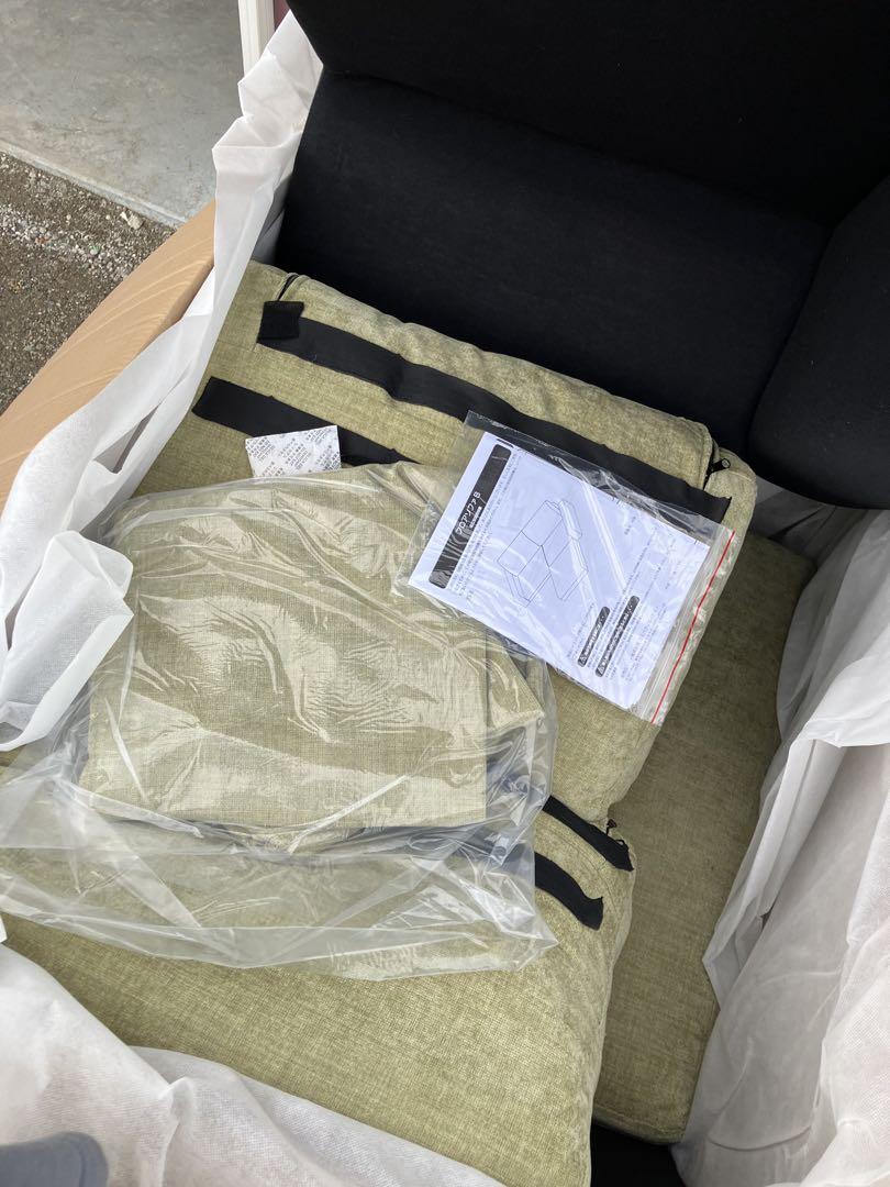 新品未使用　カバーリングフロアソファ　２人掛け　２P　グリーン　こたつにも