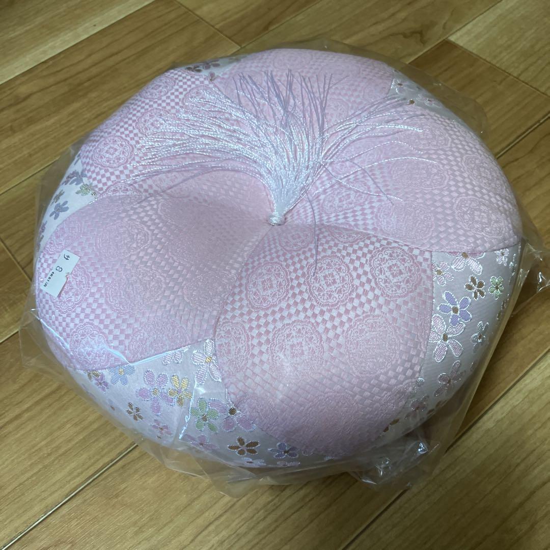 木魚やおりん座布団 時の風ピンク 約24センチ幅と8センチ幅の2個セット