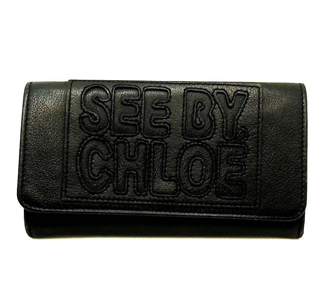 SEE BY CHLOE★ロゴ レザー 長財布【送料関税込】 SEE BY CHLOE 二つ折り長財布 ロゴ シーバイクロエ - メルカリ