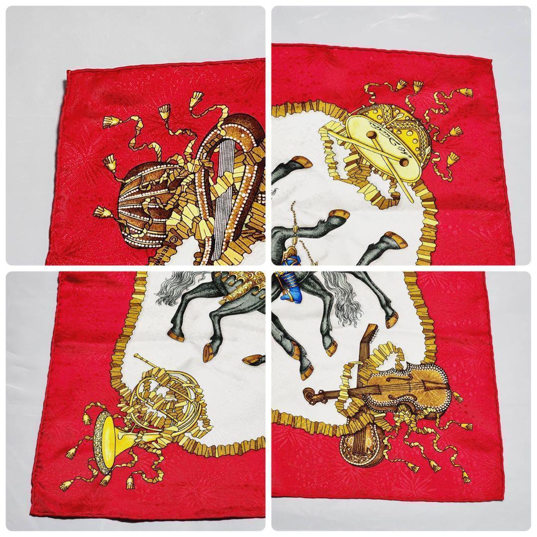 ☆HERMES☆ スカーフ カレ90 太陽王の祝典 シルク レッド ケース付