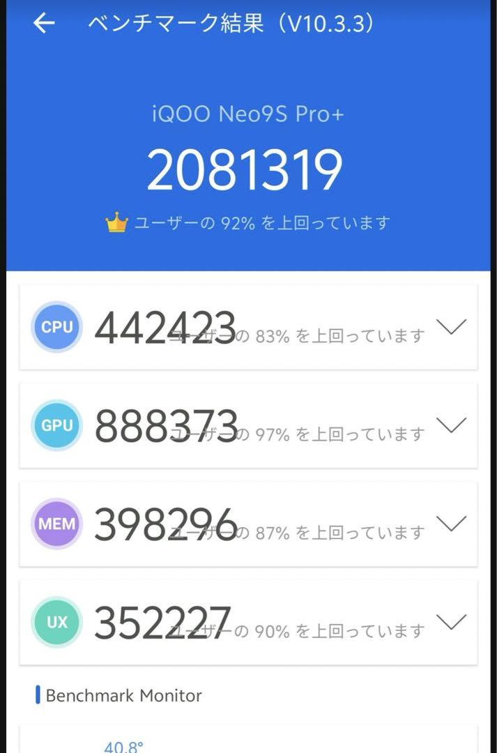 Vivo IQOO Neo 9s pro plus 12GB 256GB ブルー