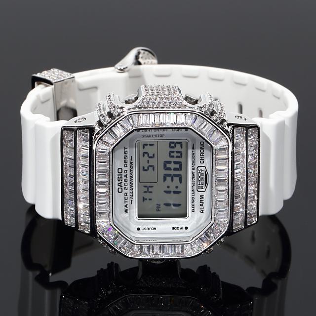 最適な価格 G-SHOCK バゲットCZカスタム DW5600 ホワイト CZダイヤ - 腕時計(デジタル)