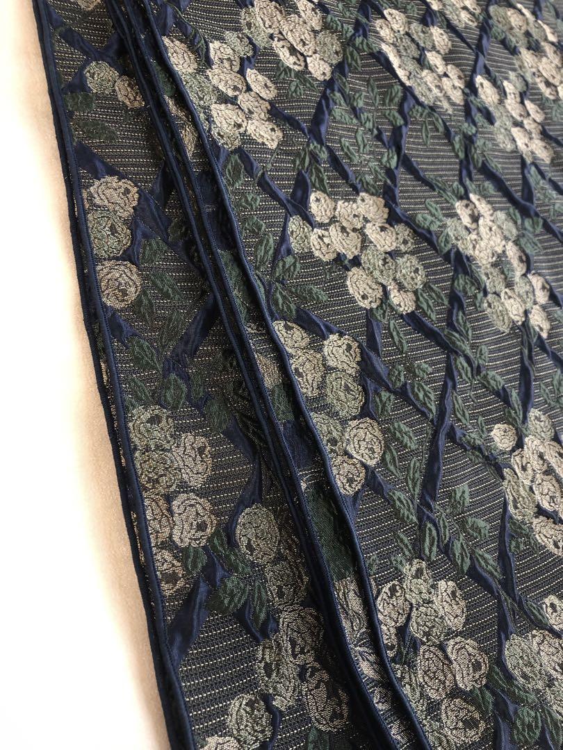 大人兵児帯 花菱 ネイビー リバーシブルのジャガード兵児帯 着物
