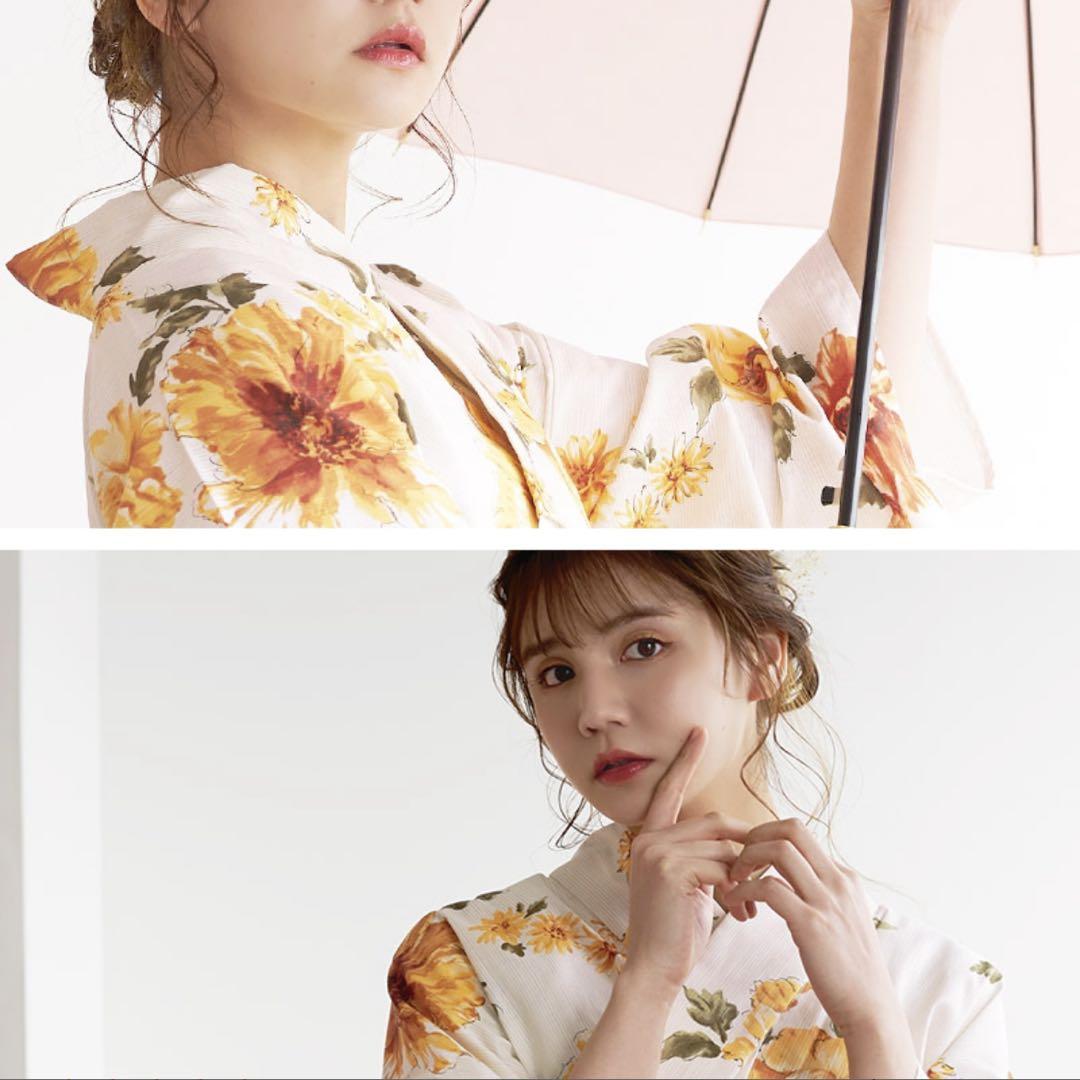 Dita 夏色の花重ね　浴衣・帯・下駄セット　向日葵