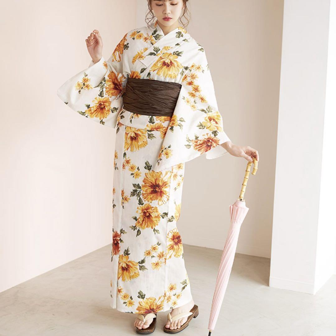 Dita 夏色の花重ね　浴衣・帯・下駄セット　向日葵