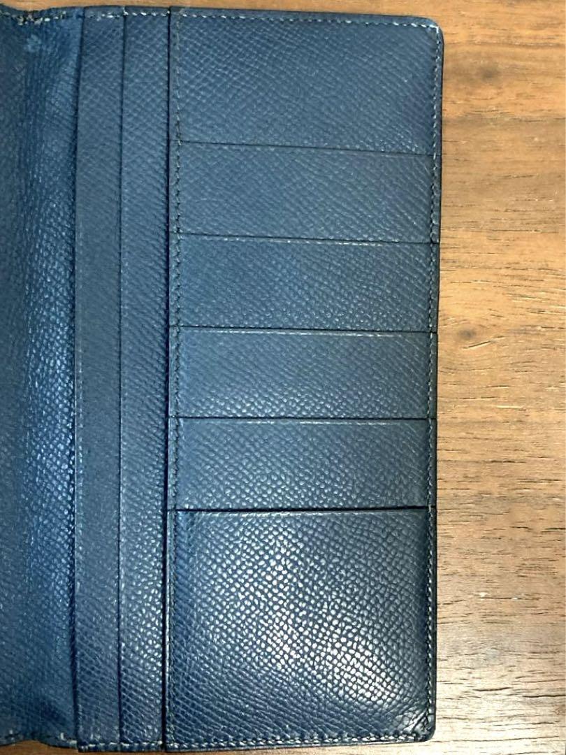 HERMES エルメス　フレミング　レザー　二つ折り長財布　ブルー系