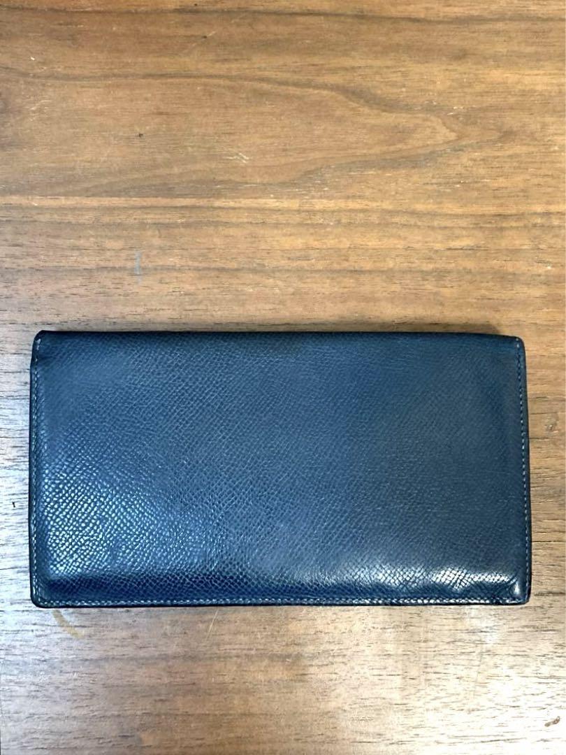 HERMES エルメス　フレミング　レザー　二つ折り長財布　ブルー系
