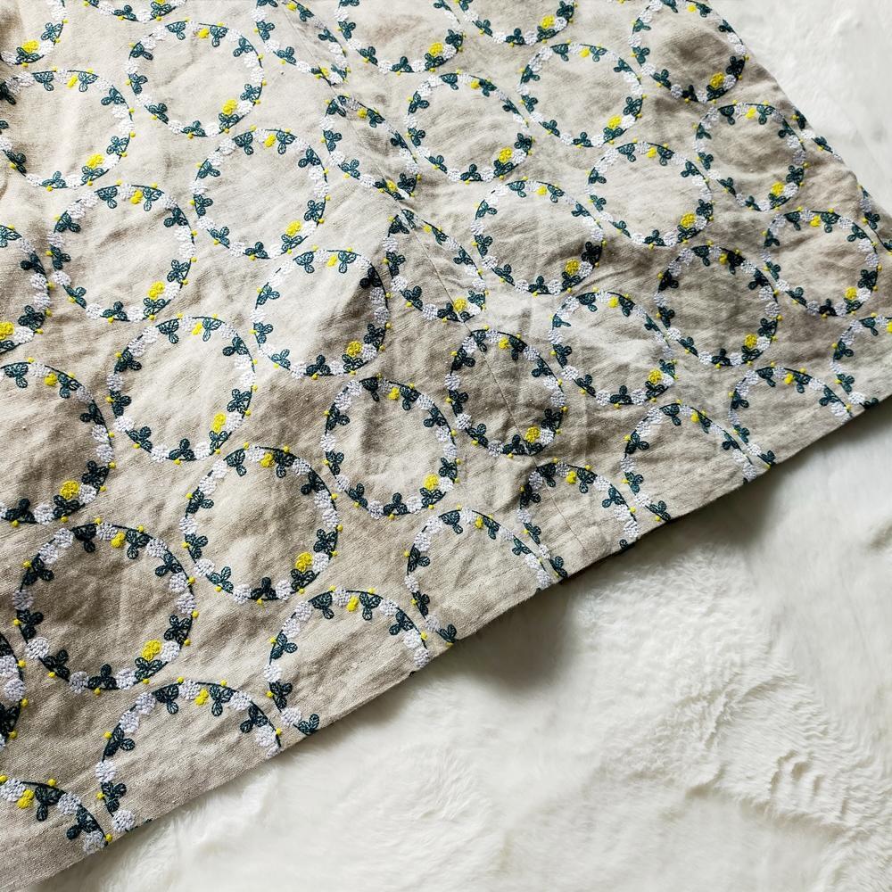 marble SUD 花かんむり刺繍 コート リネン100％ ノーカラー